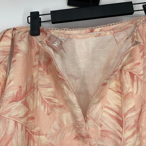 Show Me Your Mumu Iva Wrap Skirt Linen Blend Leaf Print Tie Waist - Picture 11 of 12